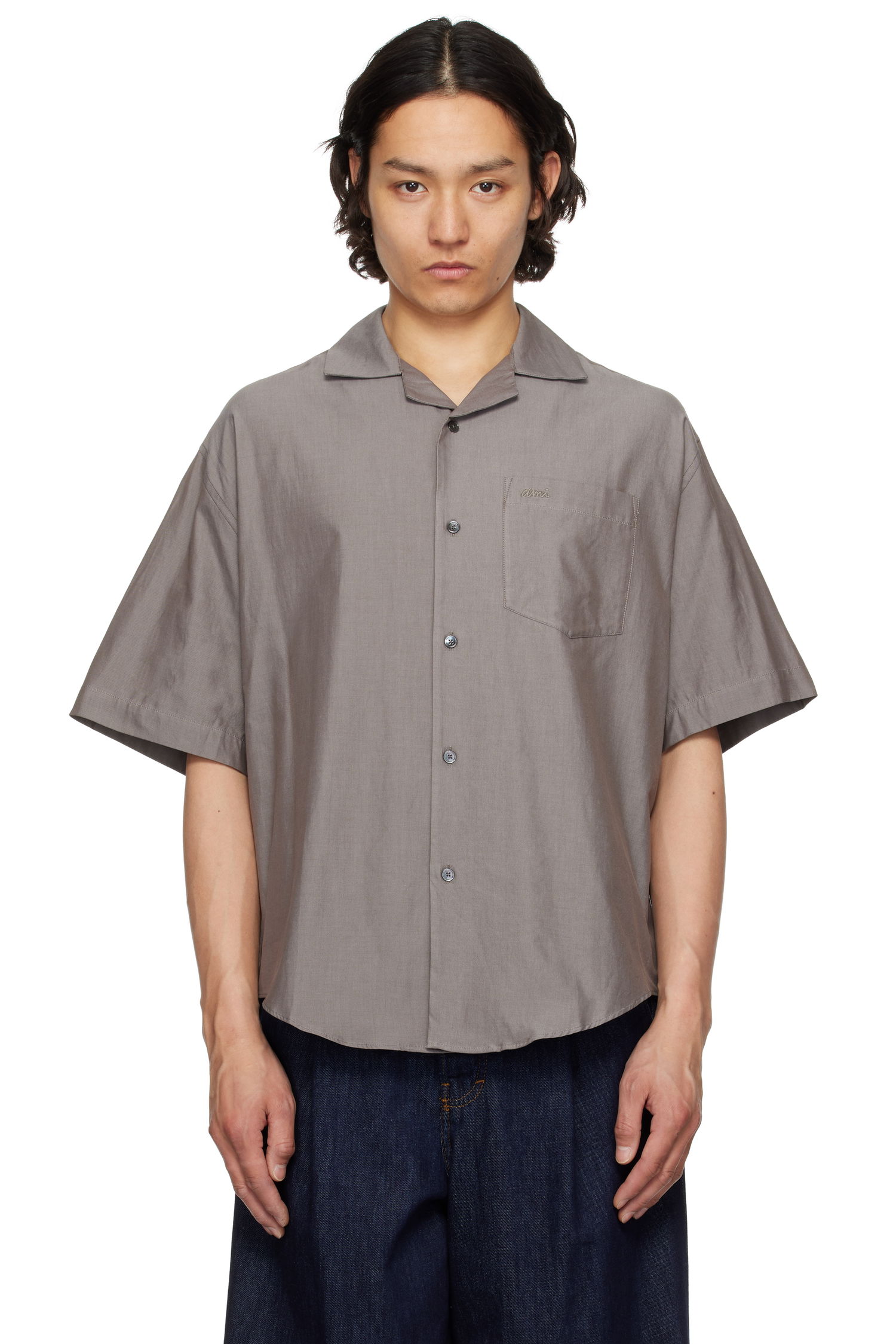 Риза AMI AMI Paris Cotton Boxy Shirt Сиво | HSH236.CO0099, 0