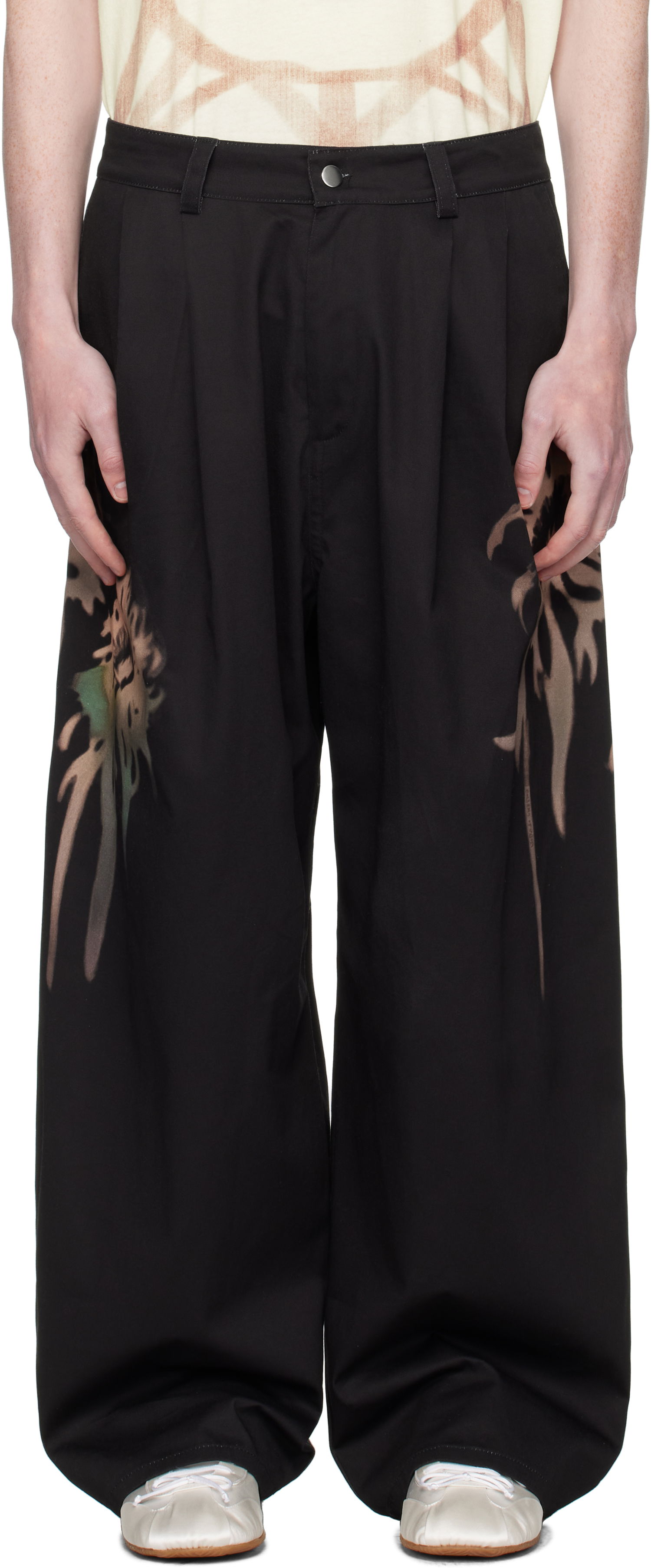 Панталони Collina Strada Collina Strada Catchfly Pleated Printed Trousers Черно | XX6042-B, 0