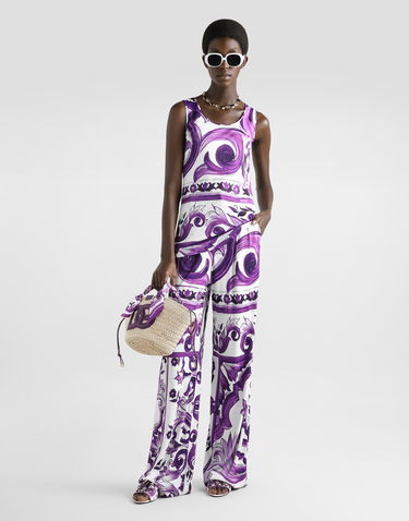 Панталони Dolce & Gabbana Dolce & Gabbana Majolica-Print Wide-Leg Trousers Лилаво | FTDBQTFS8C0IP3TN, 1