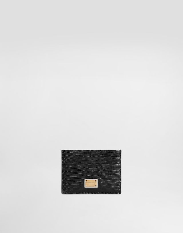 Dolce & Gabbana Iguana-Print Leather Card Holder