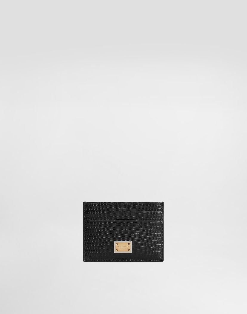 Портфейл Dolce & Gabbana Dolce & Gabbana Iguana-Print Leather Card Holder Черно | BI0330A109580999
