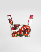 Dolce & Gabbana Flower-Print Poplin Crop Top