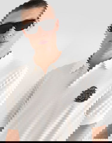 Поло тениска Dolce & Gabbana Knitted Cotton Polo Shirt with DG Milano Emblem Бяло | GXZ02ZJBCIUW0111, 3