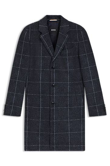 Палта BOSS Slim-Fit Checked Coat Тъмно синьо | 50551092