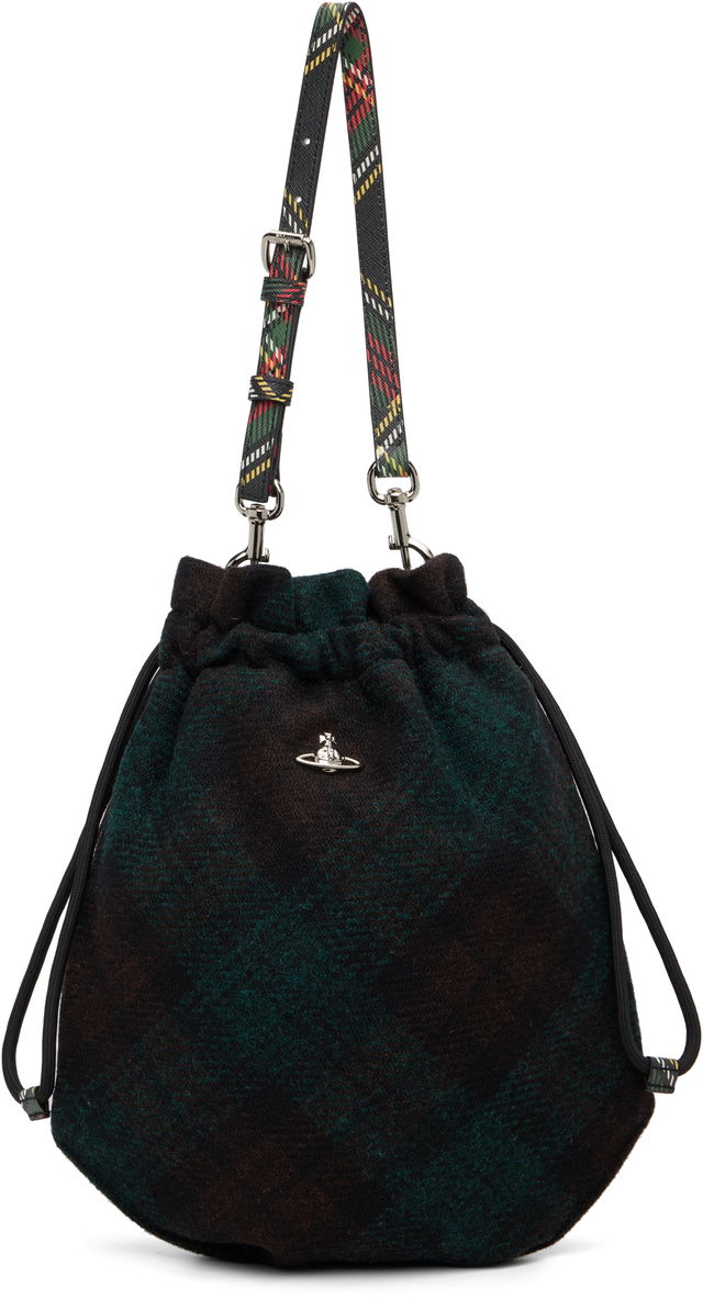 Tartan Drawstring Shoulder Pouch