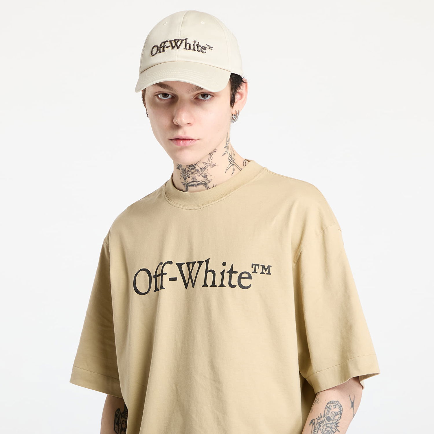 Тениска Off-White Off-White Big Bookish Skate Short Sleeve T-Shirt Бежово | OMAA120S25JER00K6110, 1