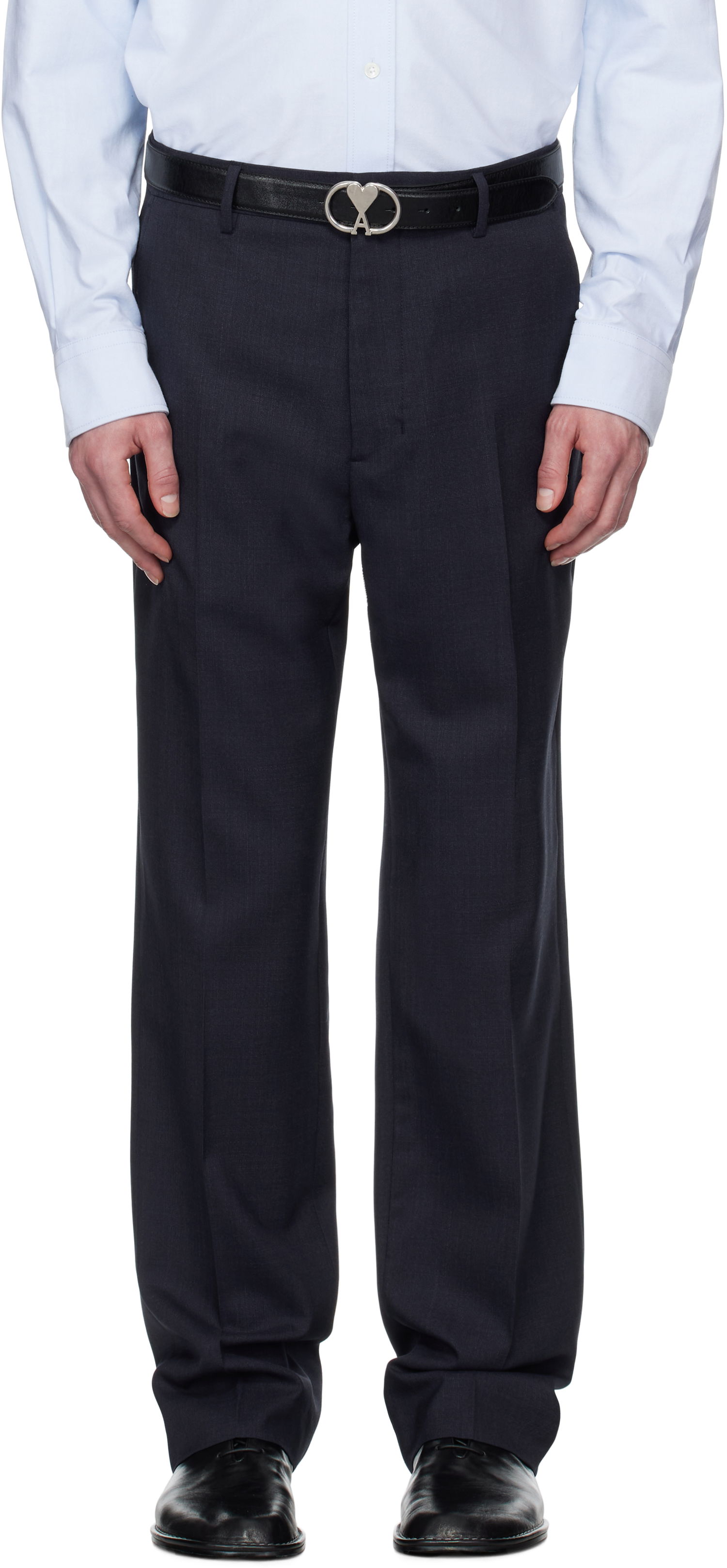 Панталони AMI AMI Paris Straight Fit Trousers Тъмно синьо | HTR506.WV0043, 0