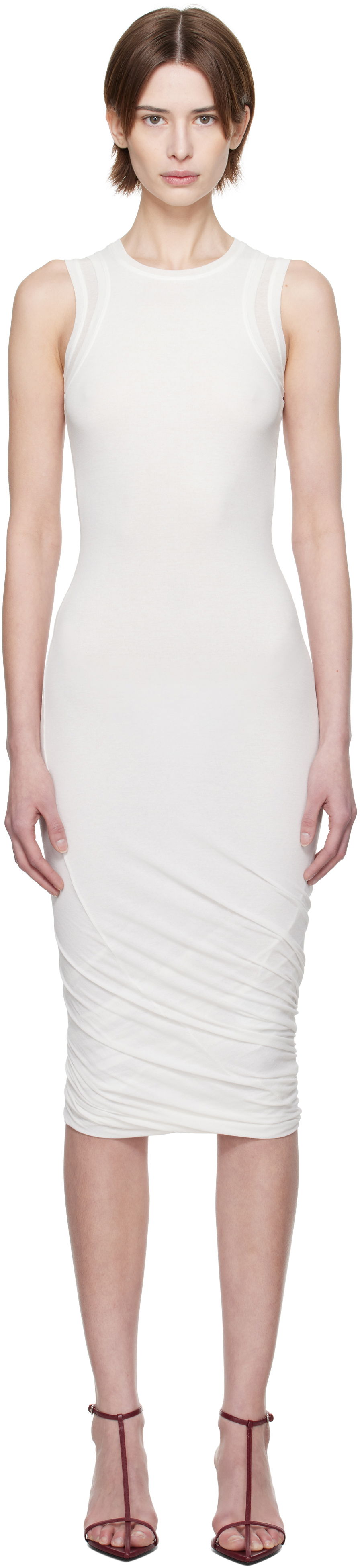 Pокля Jil Sander Jil Sander Sleeveless Twisted Midi Dress Бяло | J02CT0505_J20249, 0