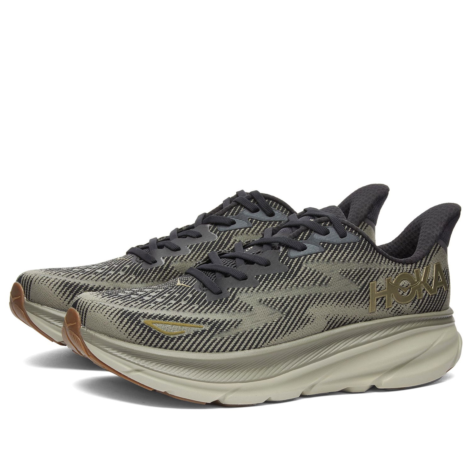Кецове и обувки Hoka One One Men's Clifton 9 Sneakers in Black/Slate, Size UK 10 | END. Clothing Черно | 1127895-BLCKS, 0