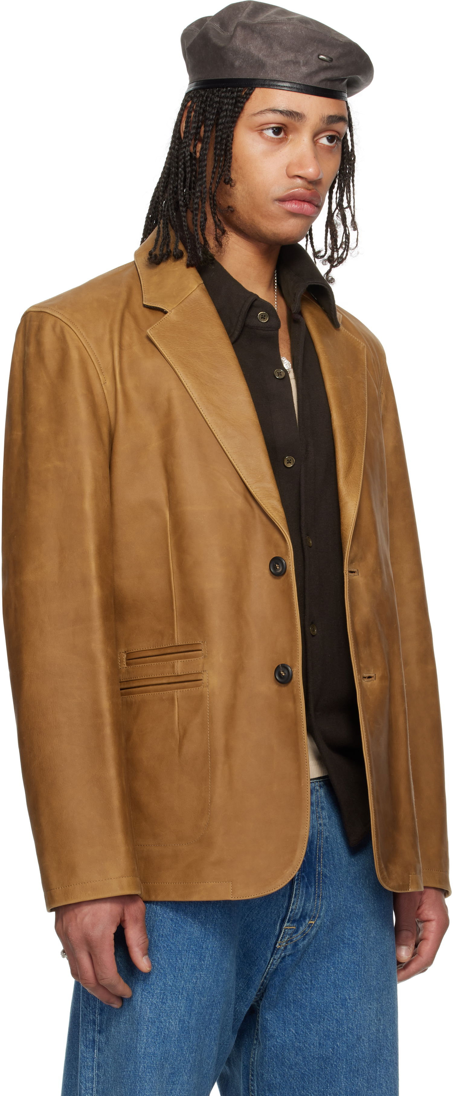 Яке OUR LEGACY Our Legacy Opening Leather Blazer Кафяво | M2259OBL, 1