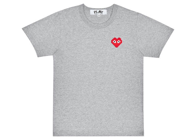 Тениска Comme des Garçons Play x Invader Heart Logo T-Shirt Сиво | AZ-T322-051 / P1T322-2