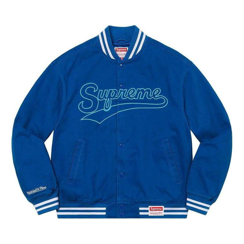 Яке бомбър Supreme Mitchell & Ness Doughboy Twill Varsity Jacket Синьо | SUP-FW22-716