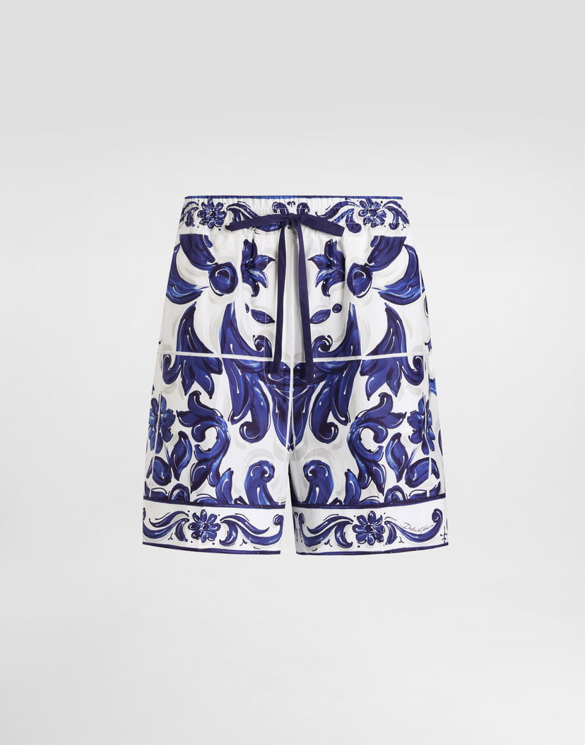 Къси панталони Dolce & Gabbana Dolce & Gabbana Majolica-Print Poplin Shorts Синьо | I3J37WFI5JPHB5DQ