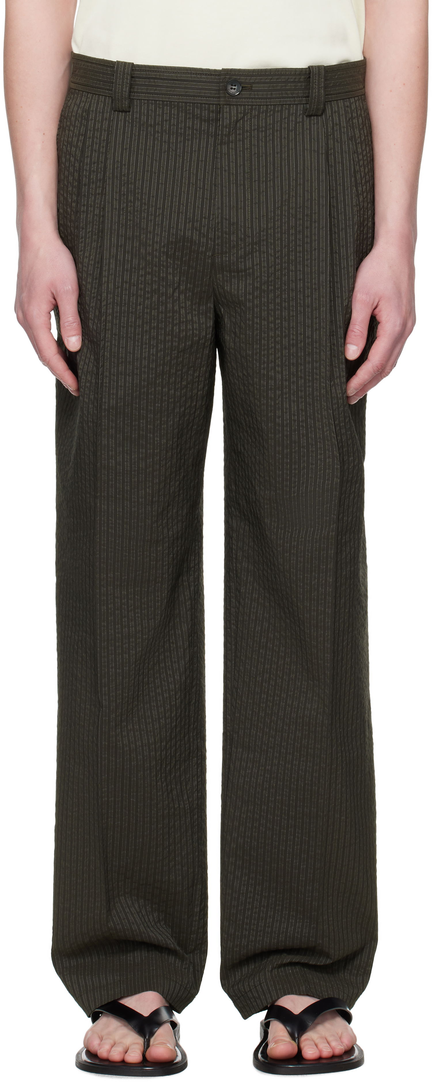 Панталони MAISON KITSUNÉ Maison Kitsuné Relaxed Pleated Trousers Зелено | OM01112WC5032, 0