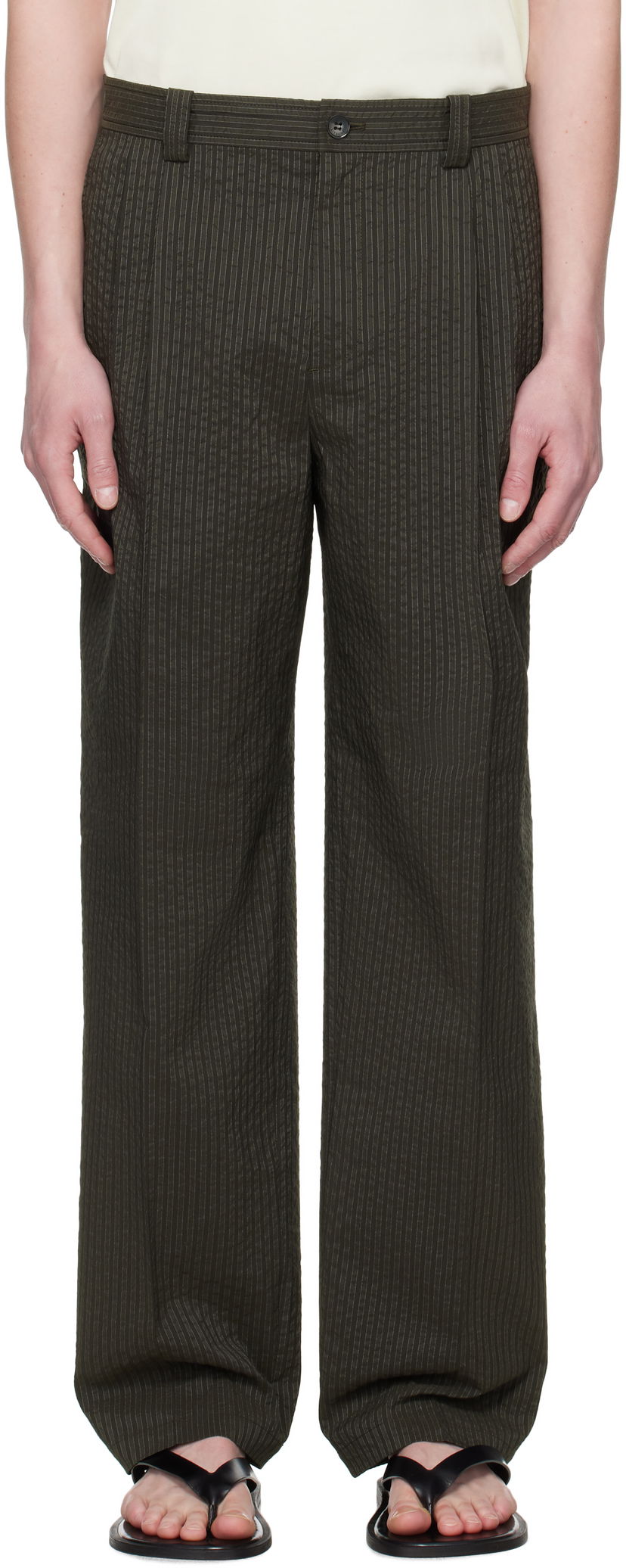 Панталони MAISON KITSUNÉ Maison Kitsuné Relaxed Pleated Trousers Зелено | OM01112WC5032