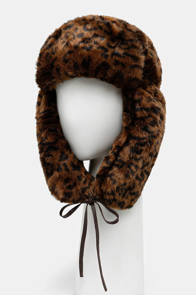 Шапка Kangol Leopard Print Faux Fur Trapper Hat Кафяво | K4266ST.LEOPARD