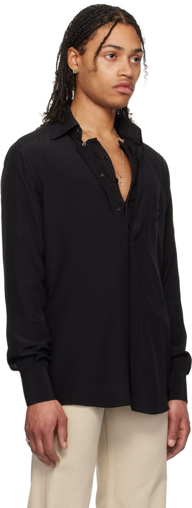 Риза Dolce & Gabbana Dolce&Gabbana Silk Logo Embroidered Shirt Черно | G5MO1ZFU1UQ, 1