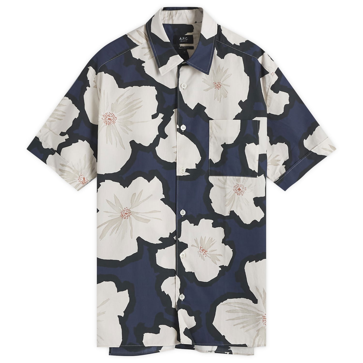 Риза A.P.C. Floral Print Short Sleeve Shirt Синьо | COHEH-H12541-IAK, 0