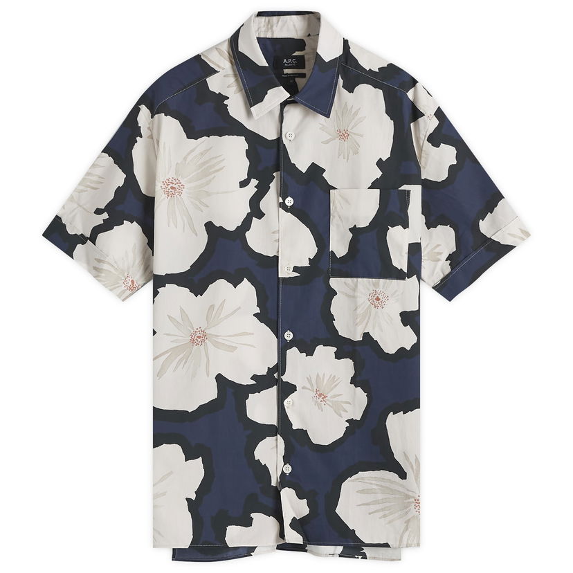 Риза A.P.C. Floral Print Short Sleeve Shirt Синьо | COHEH-H12541-IAK