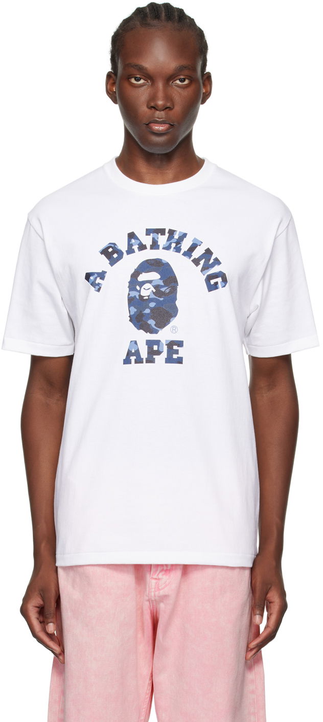 Тениска BAPE BAPE White Color Camo College T-Shirt Бяло | 001TEK301017M