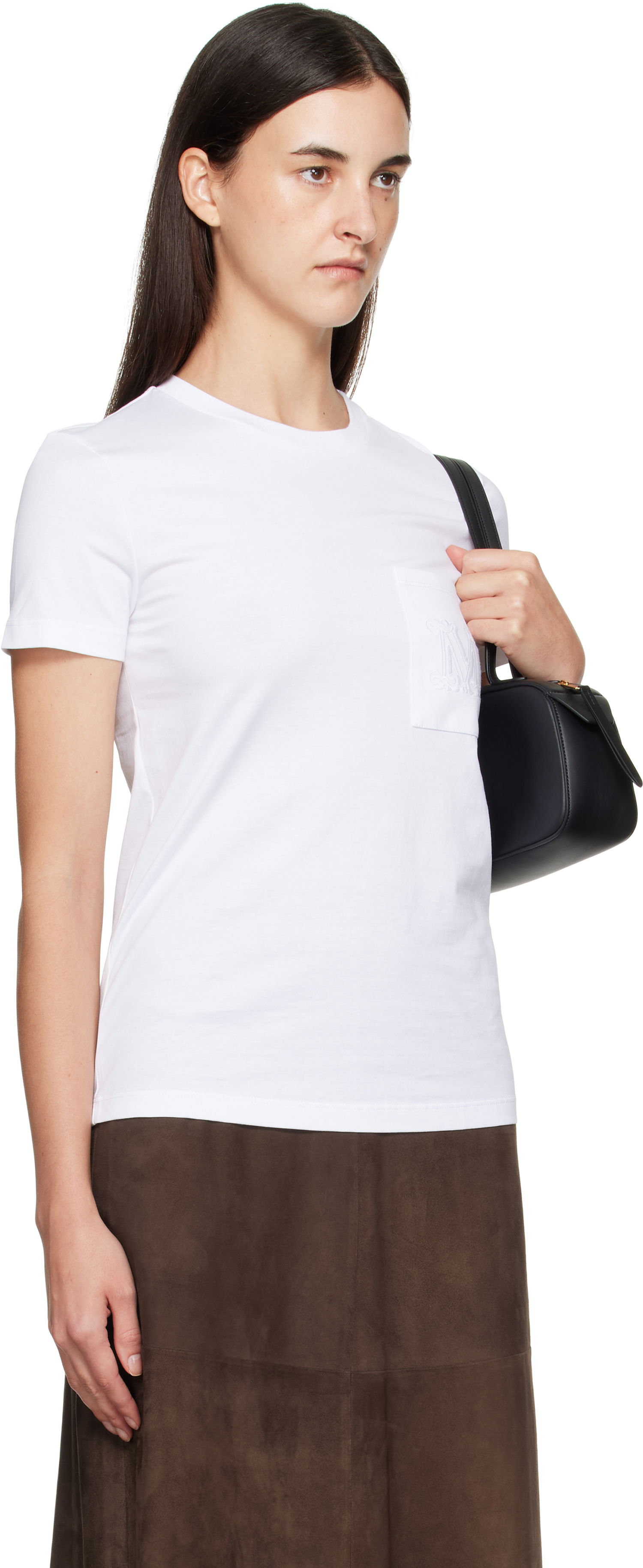 Тениска Max Mara Max Mara Papaia Pocket T-Shirt Бяло | 2511941032600, 1