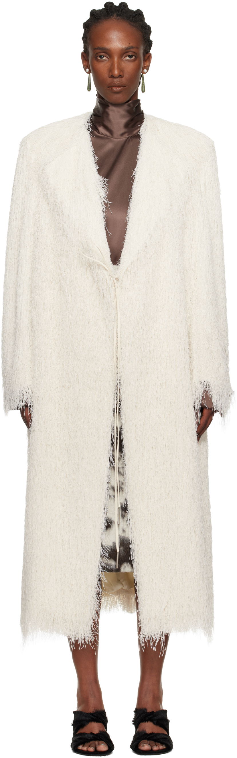 Палта Dries Van Noten Fringed Coat Бяло | 252-010262-2031