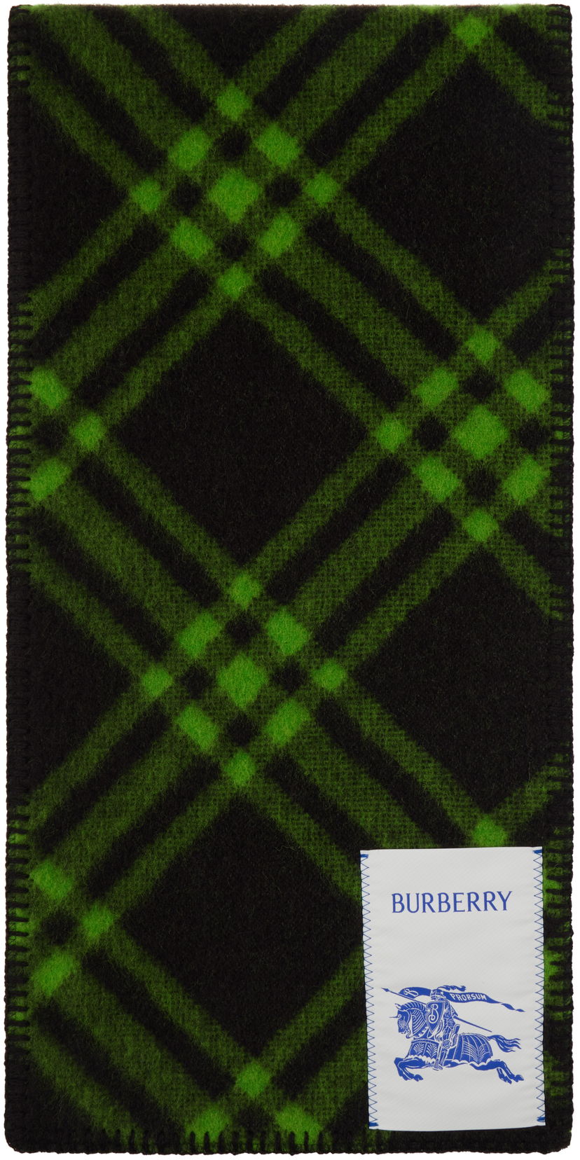 Шал Burberry Wool Scarf with Check Pattern Зелено | 8105481