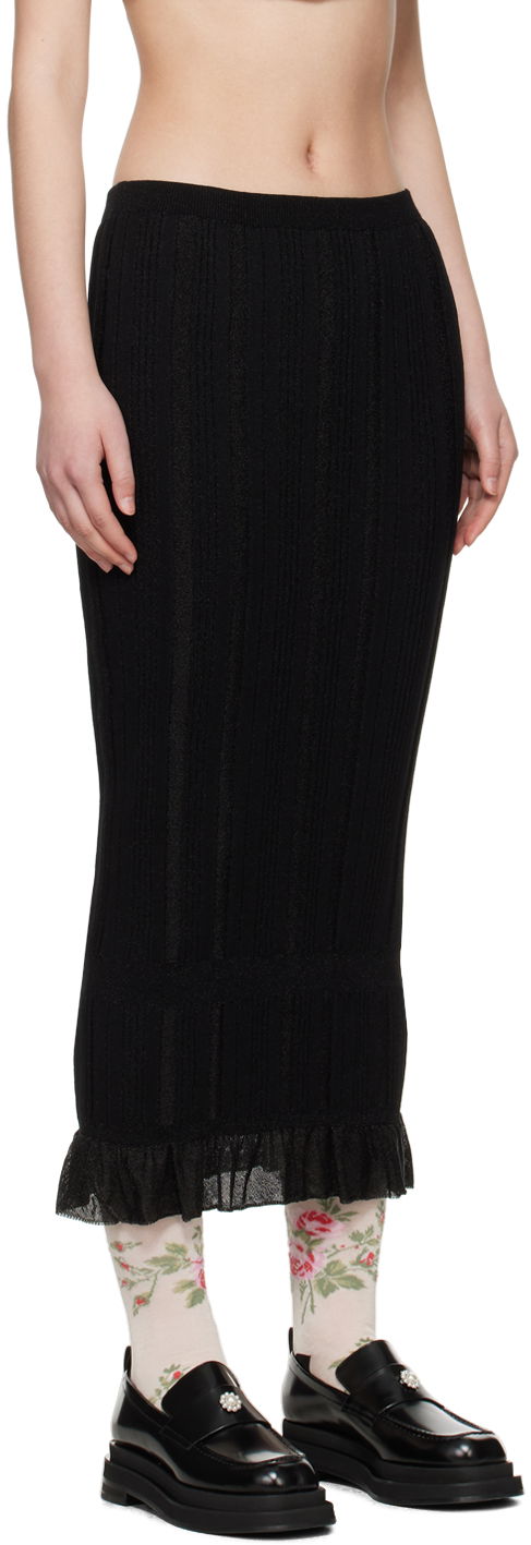 Пола Simone Rocha Simone Rocha Skinny Rib Frill Midi Skirt Черно | HMK35 0624, 1