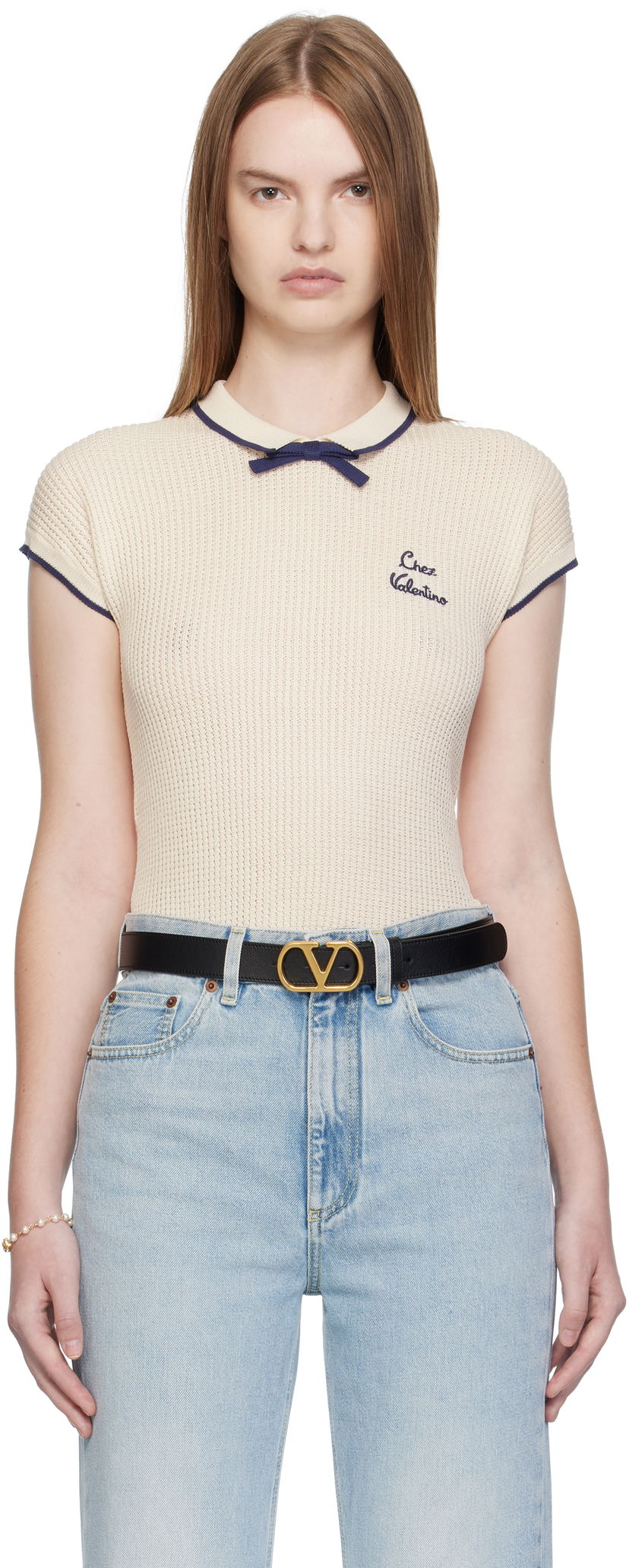 Тениски и потници Valentino Valentino Cotton Knit Top Бежово | 7B3KC66T9JV