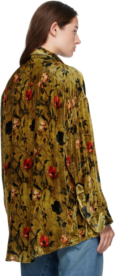Риза R13 R13 Floral-Print Velvet Drop-Neck Shirt Зелено | R13WR004-R595A, 2