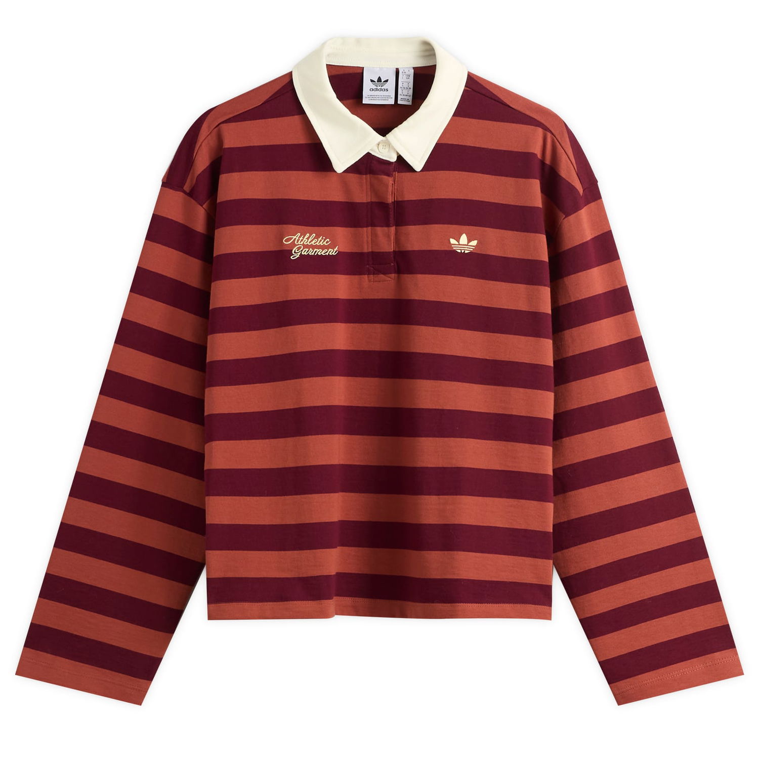 Поло тениска adidas Originals Long Sleeve Striped Polo Бургунди | KF2323, 1