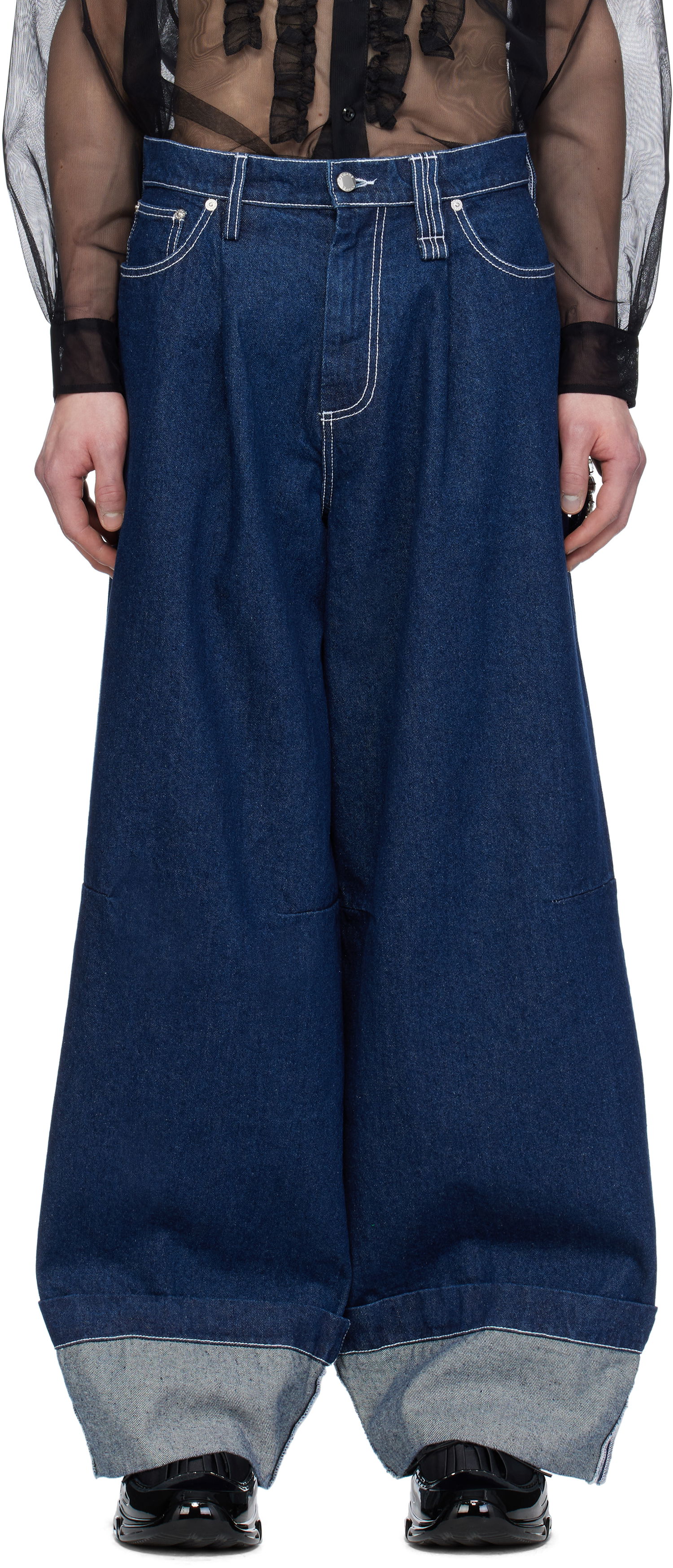 Дънки Simone Rocha Simone Rocha Embellished Puddle Jeans Синьо | 4131B 1231, 0