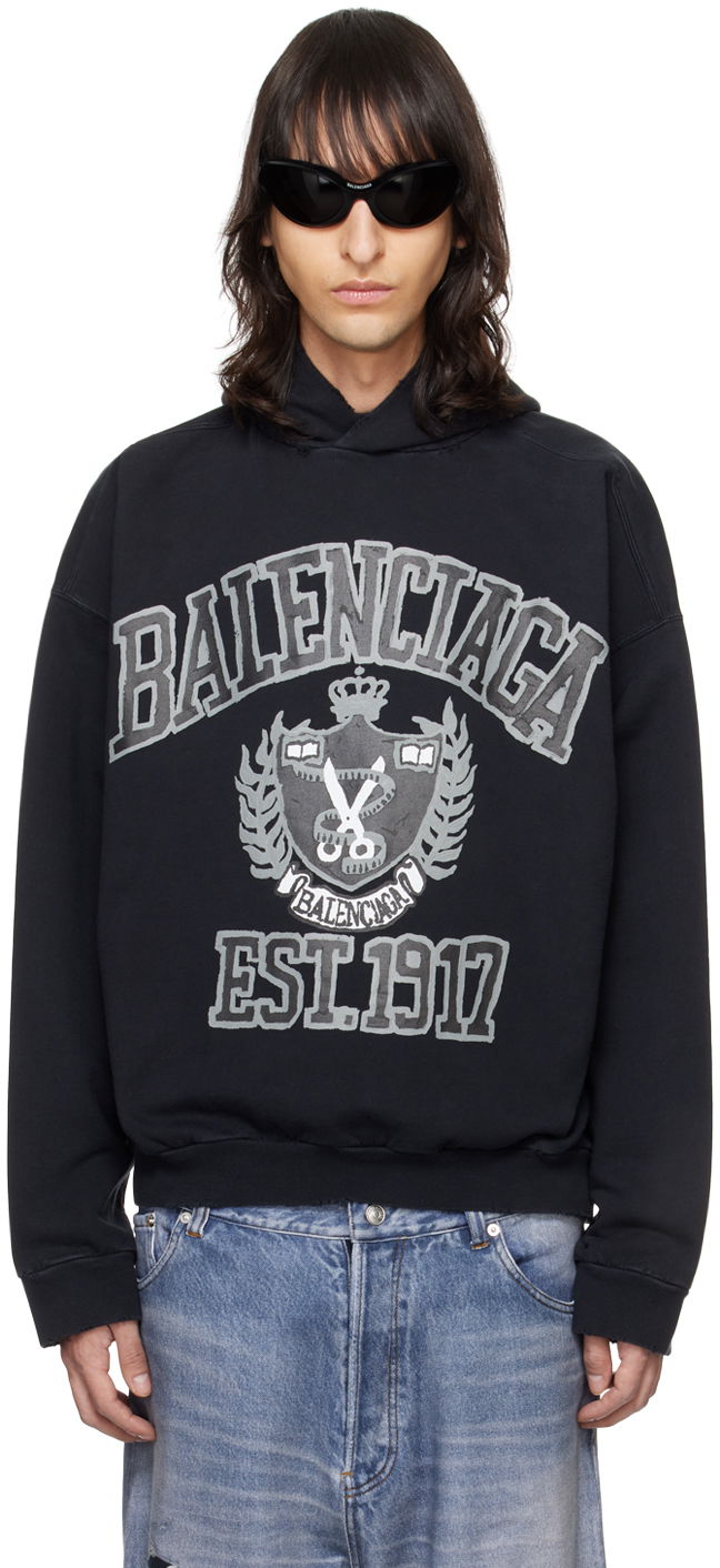 Суитчър Balenciaga DIY College Hoodie Черно | 744463-TOVK2-8190