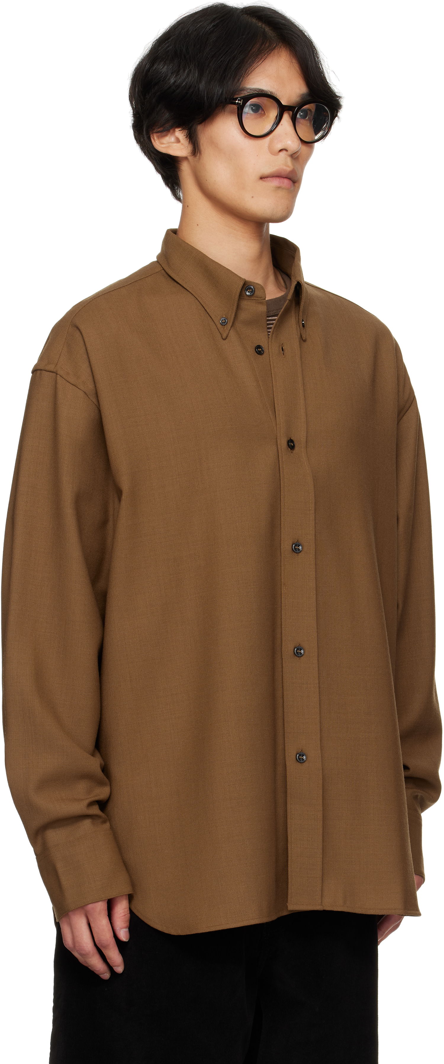 Риза Studio Nicholson Studio Nicholson Jude Button-Down Shirt Кафяво | JUDE SNM - 884, 1