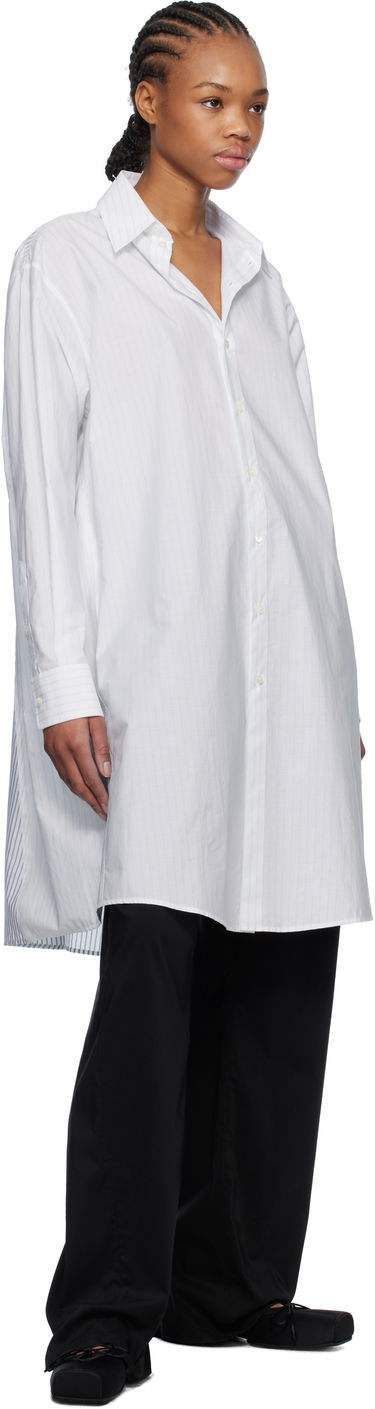 Pокля Maison Margiela MM6 Maison Margiela Spliced Striped Cotton Poplin Midi Shirt Dress Бяло | S52DD0059 M35252, 3