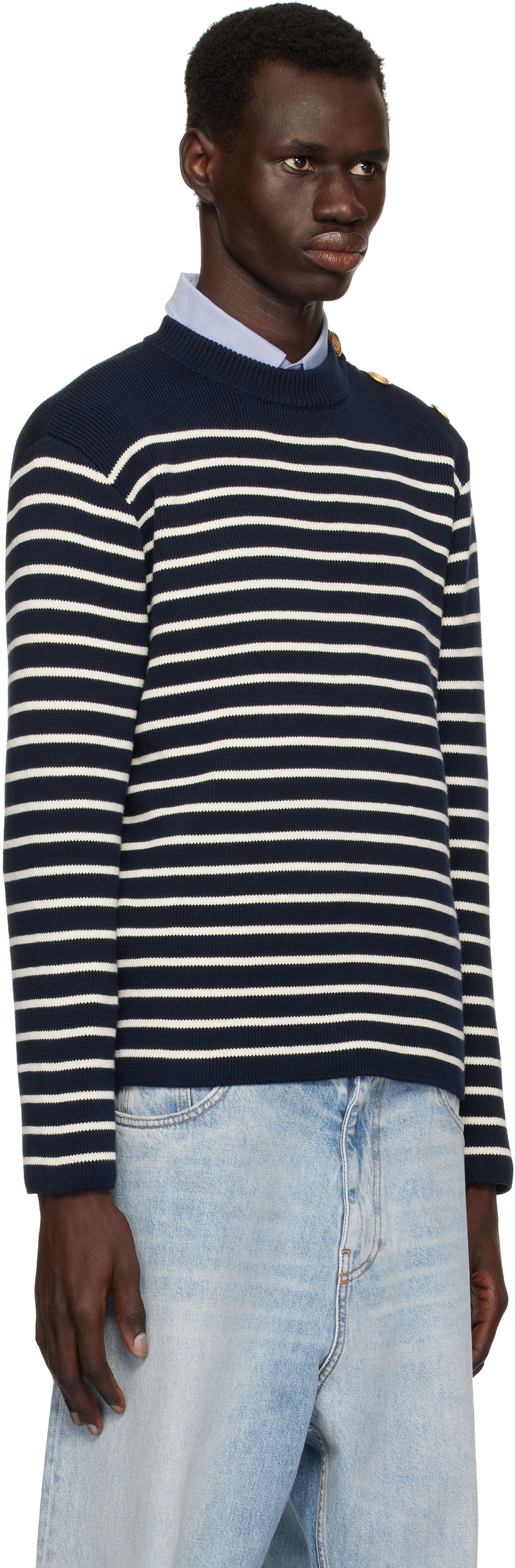 Пуловер Valentino Valentino Striped Sweater Тъмно синьо | 6V3KC33MAR6, 1