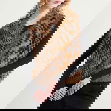 Жилетка Aries Brushed Leopard Print Vest Кафяво | AR40041-BRN, 5