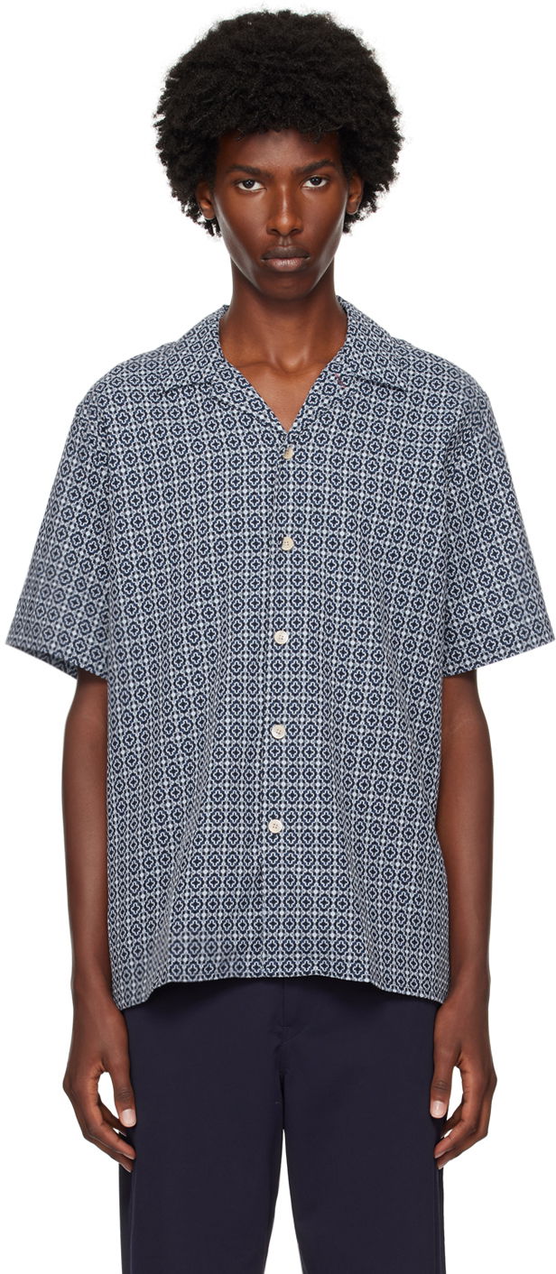 Риза Paul Smith PS Paul Smith Cross-Stitch Short Sleeve Shirt Синьо | M2R-695U-N22162-43, 0