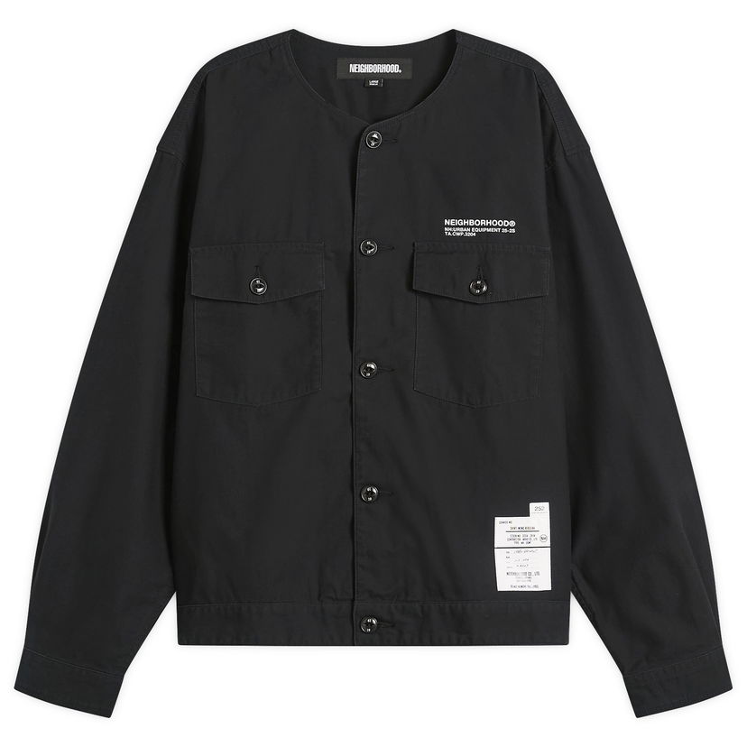 Риза Neighborhood No Collar Regular Fit Urban Equipment Shirt Черно | 252AQNH-SHM06-BLK