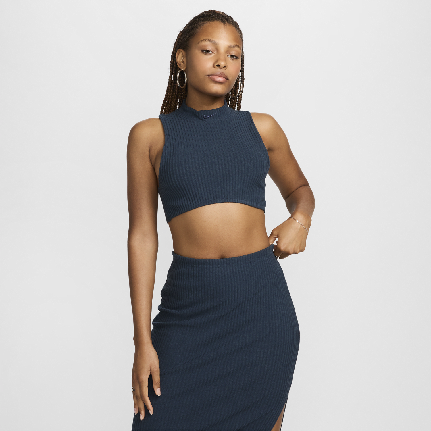 Съкратен топ Nike Sportswear Chill Knit Тъмно синьо | FN3677-478, 0