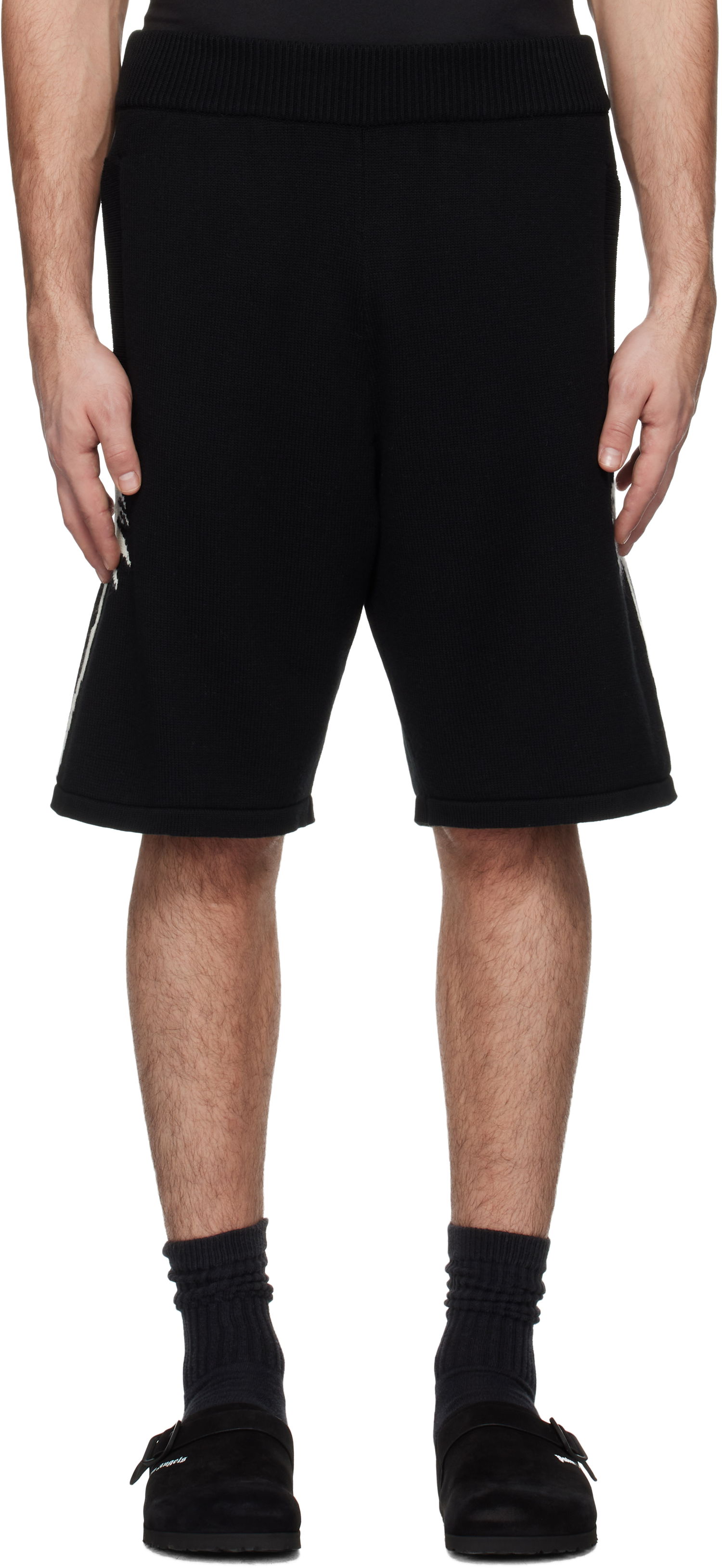 Къси панталони Palm Angels Knitted Palms Shorts Черно | PMHM012S25KNI0021003, 0