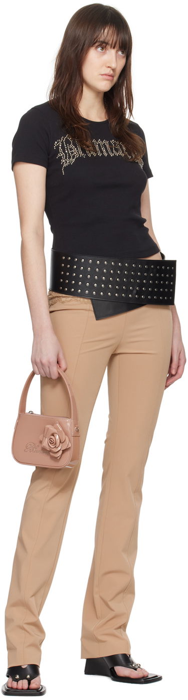 Панталони Blumarine Slim Fit Lace Waist Trousers Бежово | P422P115A, 3
