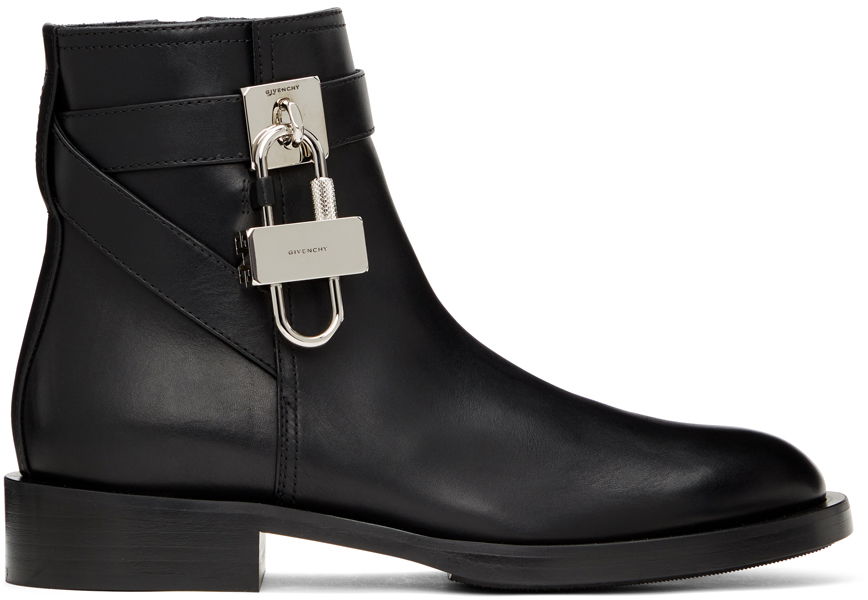 Кецове и обувки Givenchy Padlock Leather Ankle Boots Черно | BE602PE0YP, 0