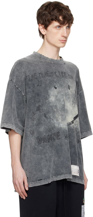 Тениска Maison MIHARA YASUHIRO Maison MIHARA YASUHIRO Bleached Smily Face Print T-Shirt Сиво | A14TS622, 1