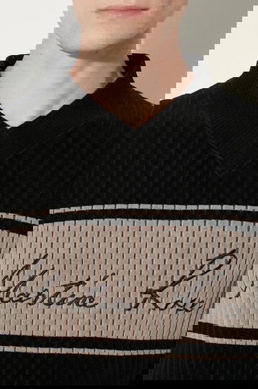 Пуловер Martine Rose Martine Rose Chenille Ribbed V-Neck Jumper Черно | 946YA02008, 4