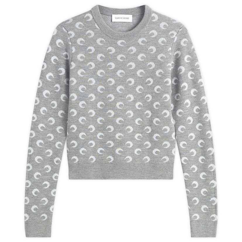 Пуловер Marine Serre Moon Jacquard Knit Fitted Crewneck Sweater Сиво | WTK014BCKNI0530-GR60