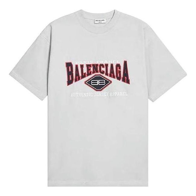 Тениска Balenciaga BB Authentic Apparel T-Shirt Large Fit Сиво | 641675TMVA99012