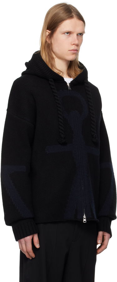 Пуловер JW Anderson JW Anderson Anchor Logo Knit Zip Hoodie Кафяво | KW1345-YN0170, 4