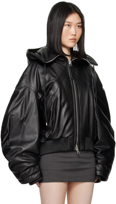 Яке бомбър The Attico Attico Leather Bomber Jacket with Hood Черно | 247WCB62 L054, 1