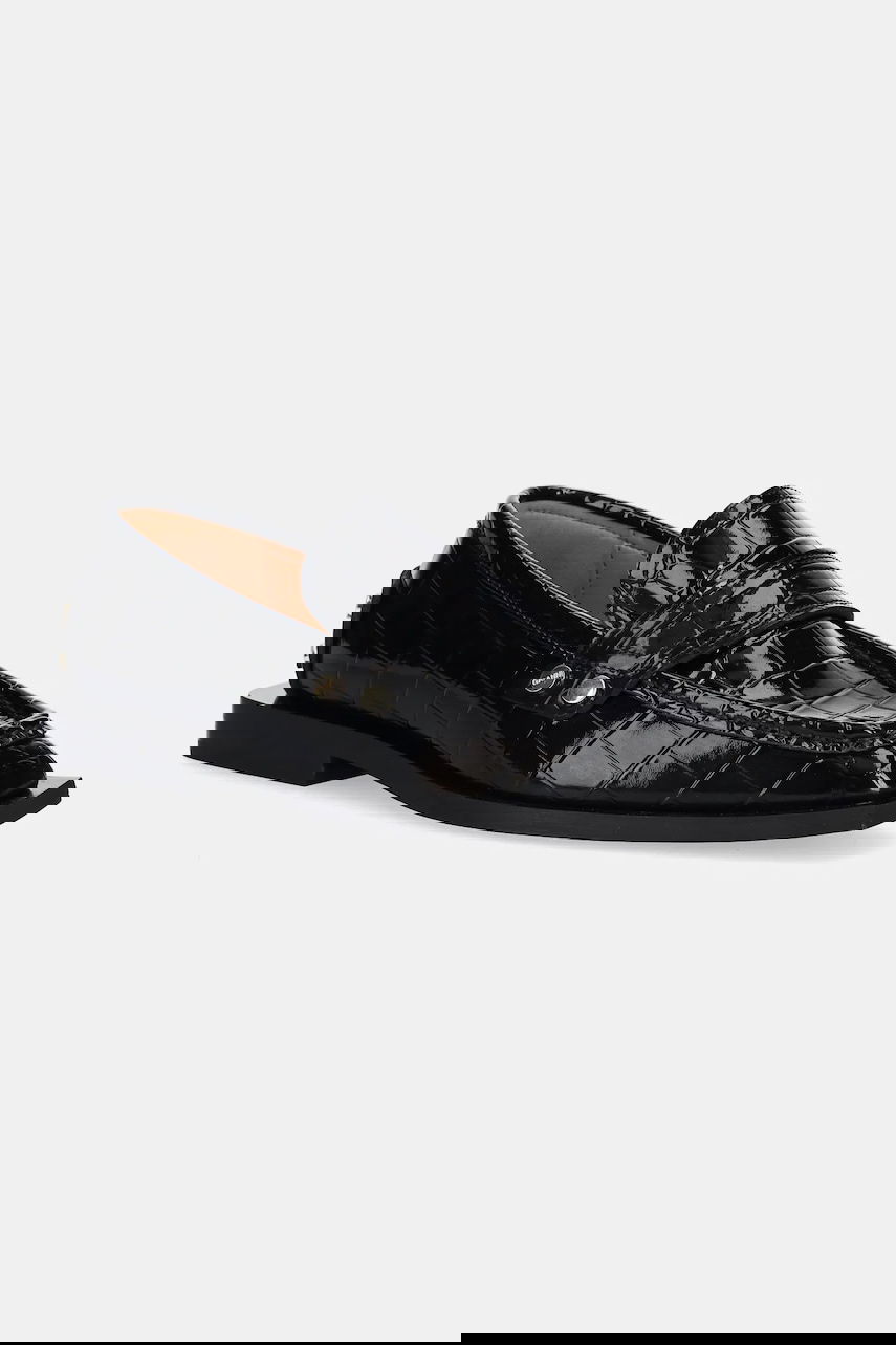 Кецове и обувки GANNI GANNI Studs Square Toe Shiny Croco Loafers Черно | S3014, 0